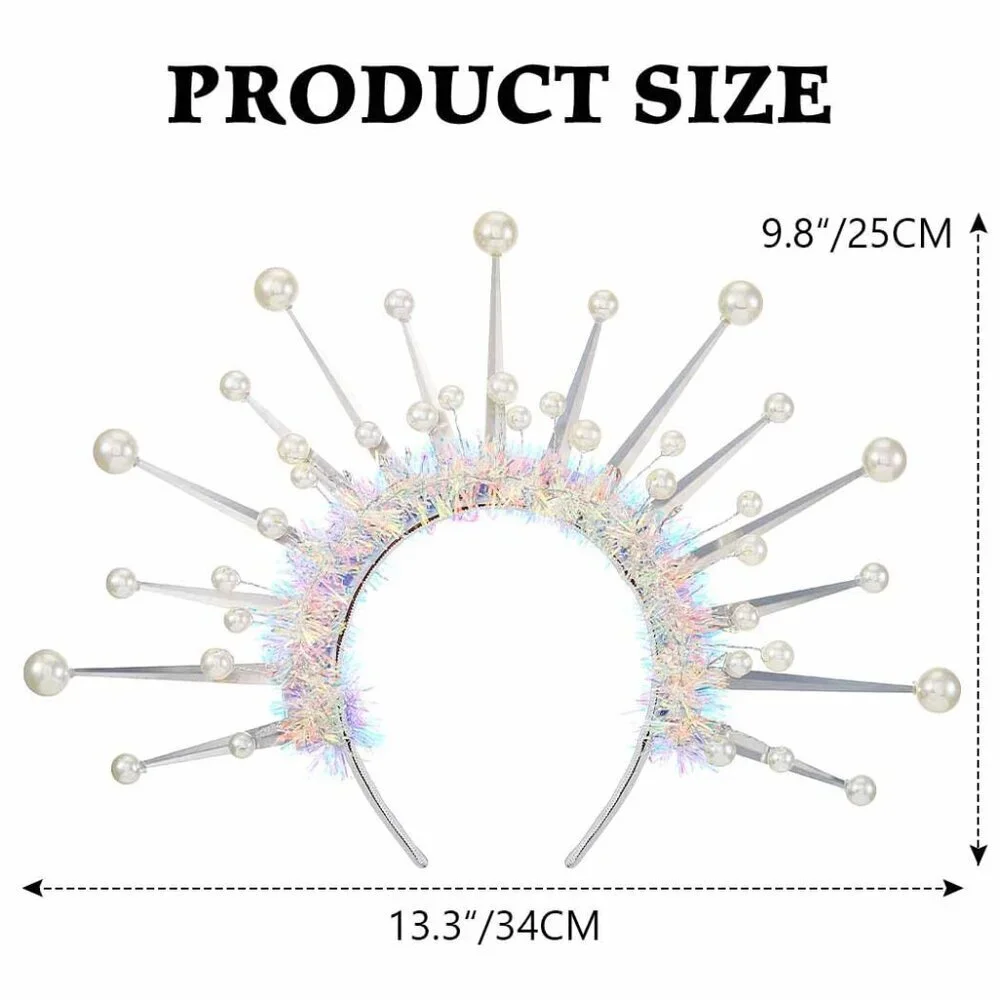 LED Pearl Crown Headband Women's Glow Party Hair Accessory 80 characters